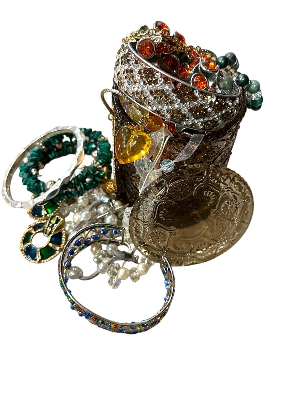 Estate to now jewlery  Mixed lot Green, Blue, Orange, Teal, White, Gold Tones - Picture 7 of 13